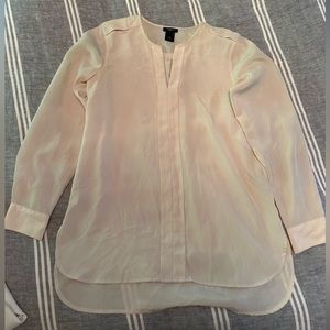 Ann Taylor Petite Notch Neck Long Sleeve Satin Blouse